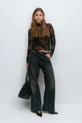 Lace turtleneck - Noir