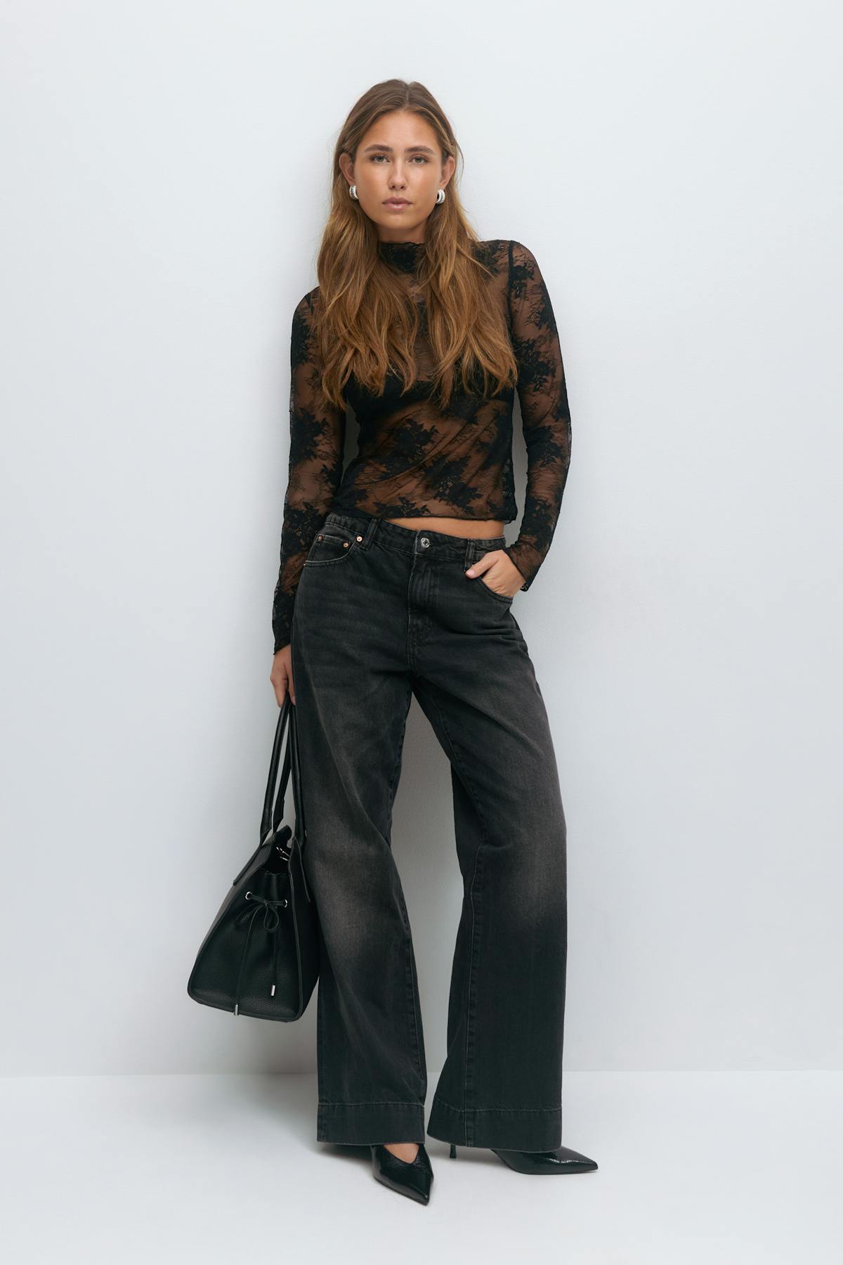 Lace turtleneck - Noir