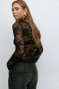 Lace turtleneck - Noir