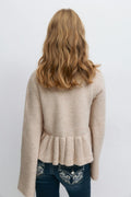 Y knitted peplum sweater - Beige