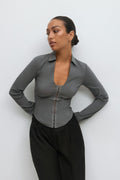 Hook and eye shirt - Poppy seed