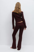 Y cable knitted pants - Red wine