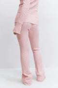 Y cable knitted pants - Rose