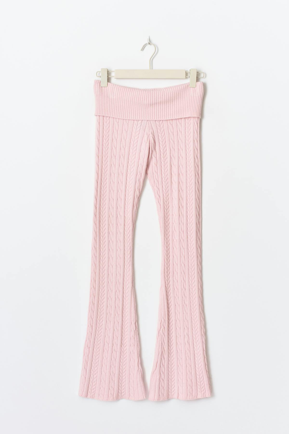 Y cable knitted pants - Rose