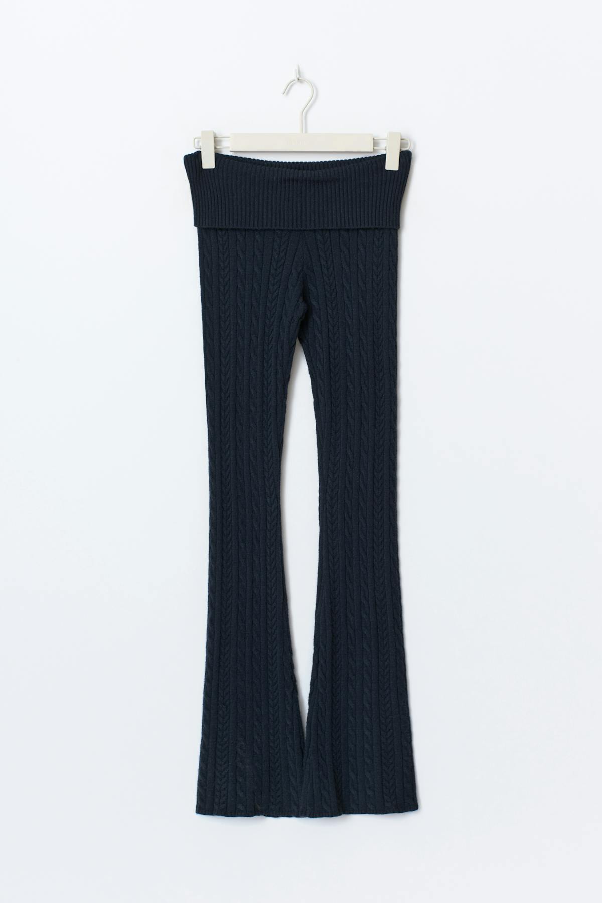 Y cable knitted pants - Navy blazer