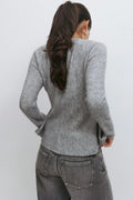 Knitted peplum cardigan - Grey melange