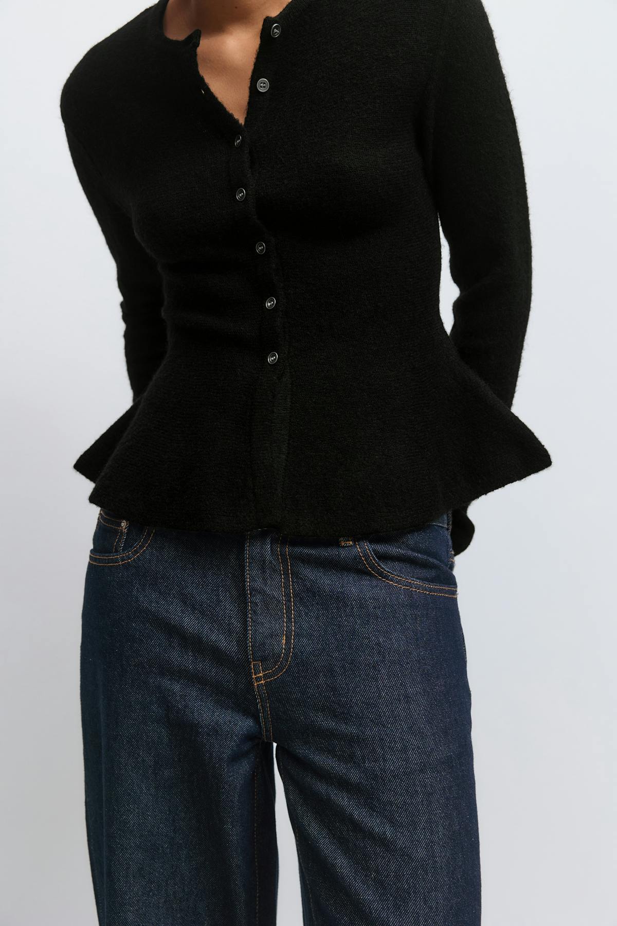 Knitted peplum cardigan - Blanc cassé