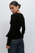 Knitted peplum cardigan - Noir