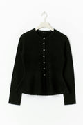 Knitted peplum cardigan - Noir
