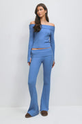 14+ cable knitted pants - Bleu