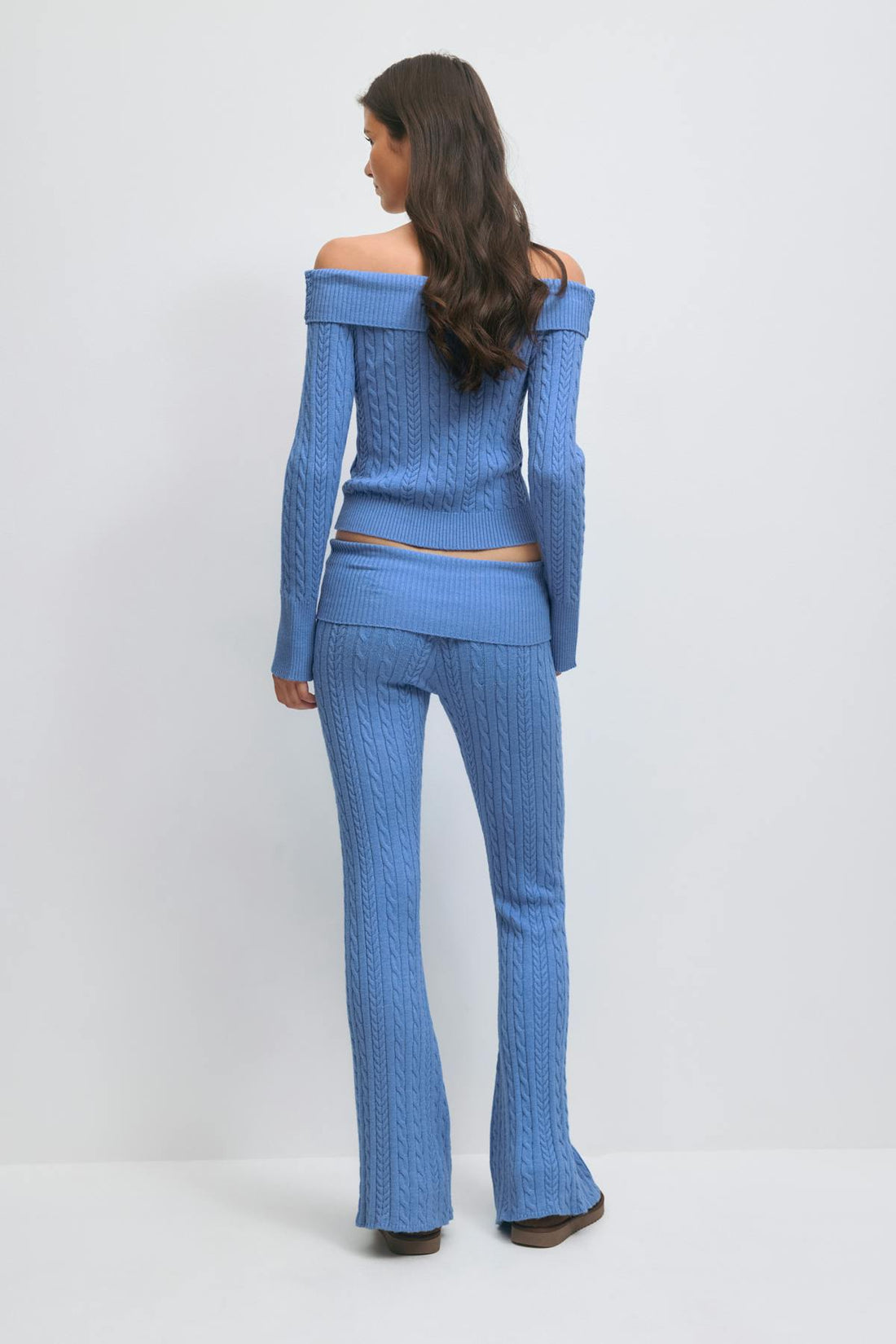 14+ cable knitted pants - Bleu