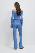 14+ cable knitted pants - Bleu