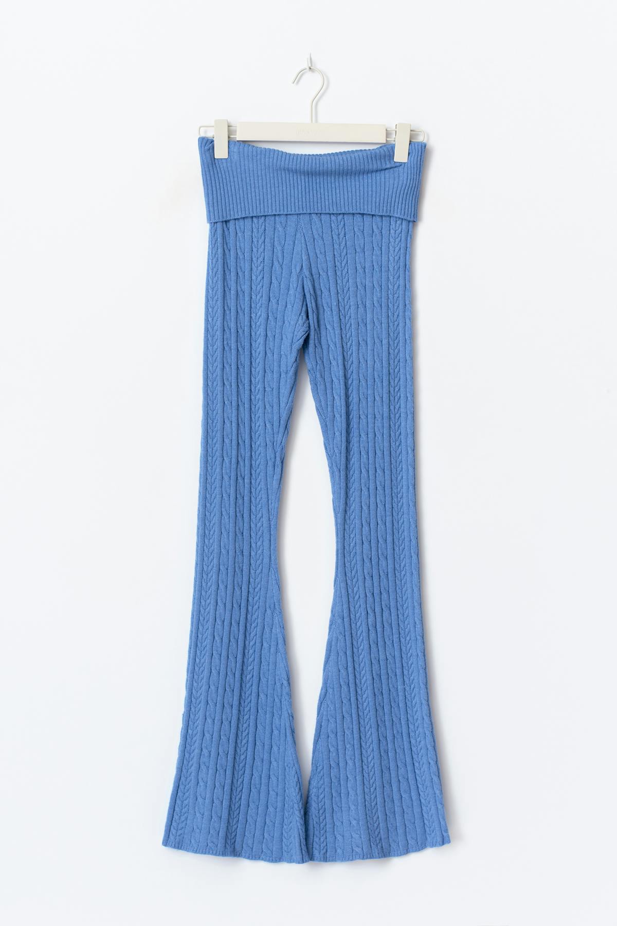 14+ cable knitted pants - Bleu