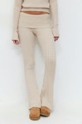 14+ cable knitted pants - Beige clair