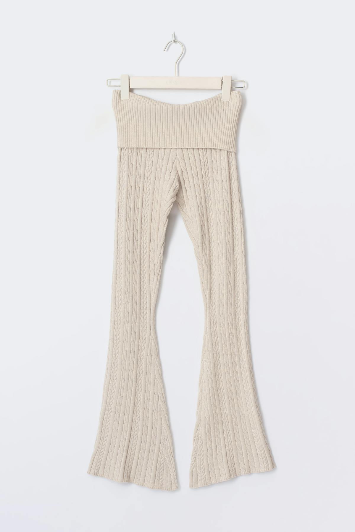 14+ cable knitted pants - Beige clair