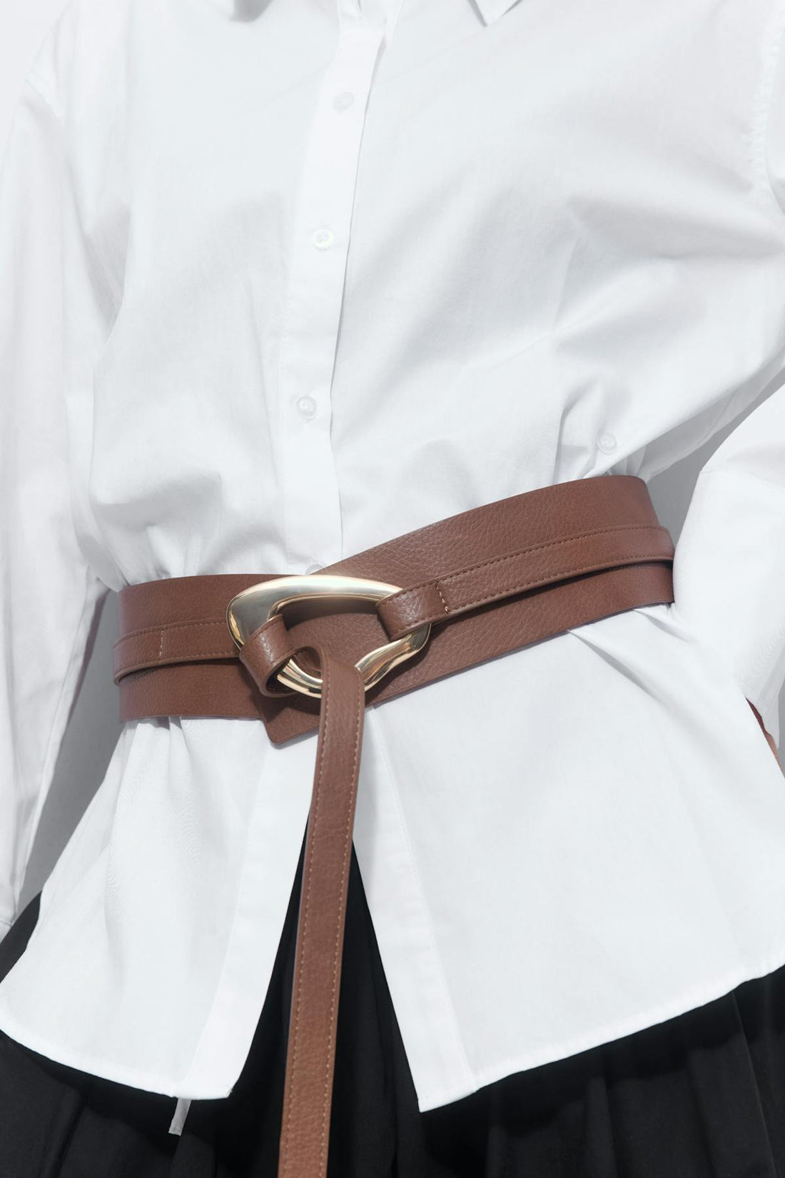 Wide statement belt - Gold/brown