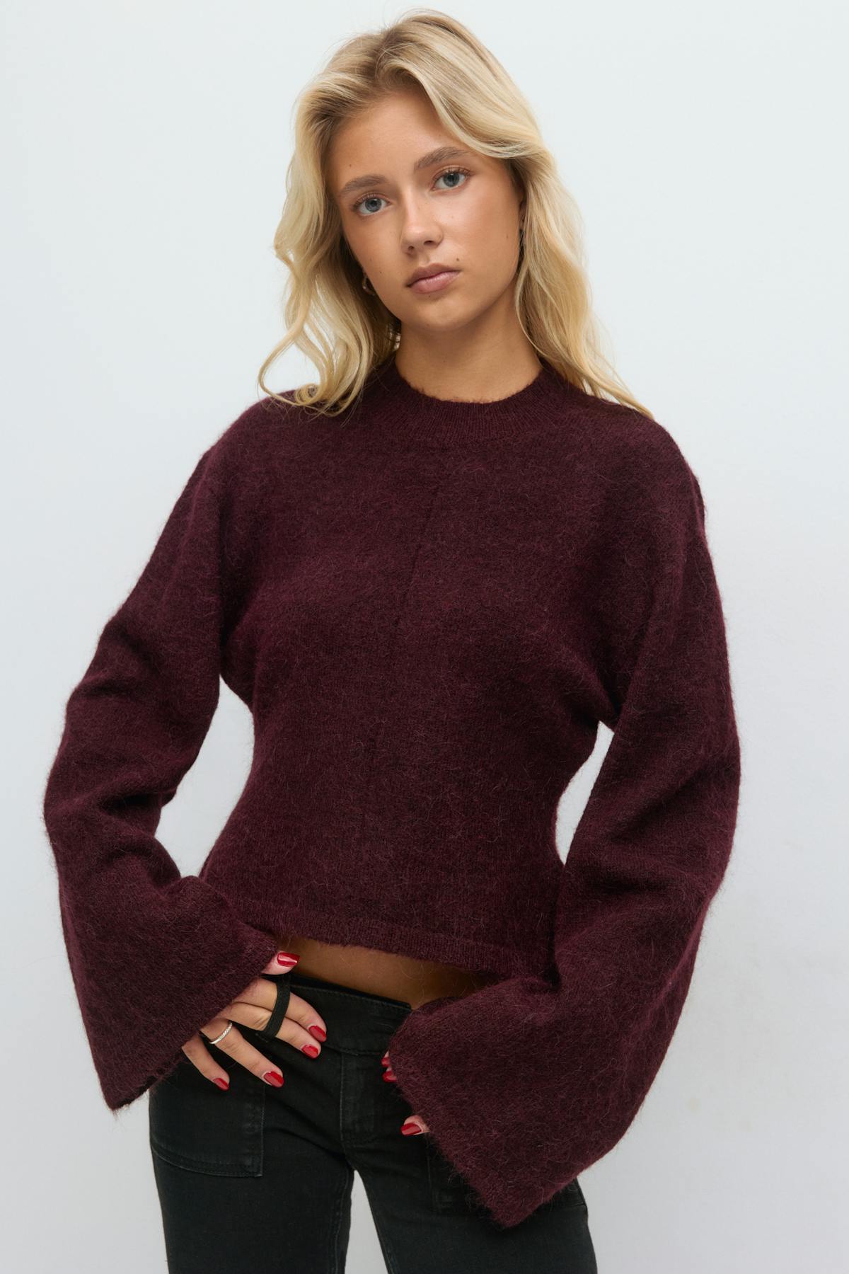14+ sculpture knitted sweater - Bordeaux foncé