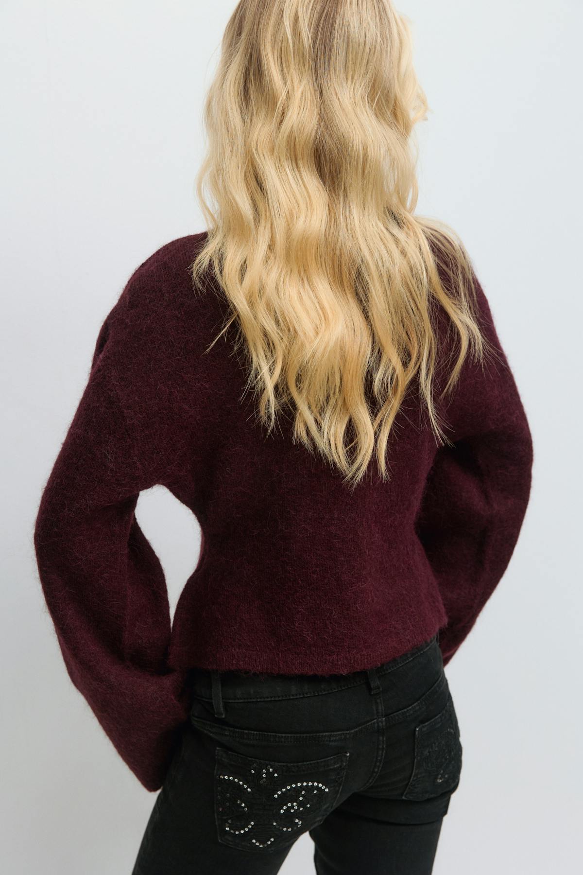14+ sculpture knitted sweater - Bordeaux foncé