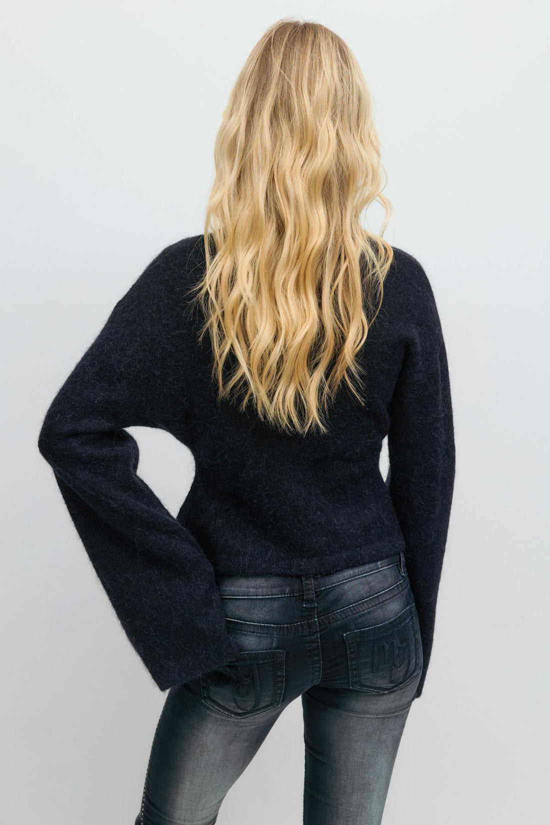 14+ sculpture knitted sweater - Navy blazer