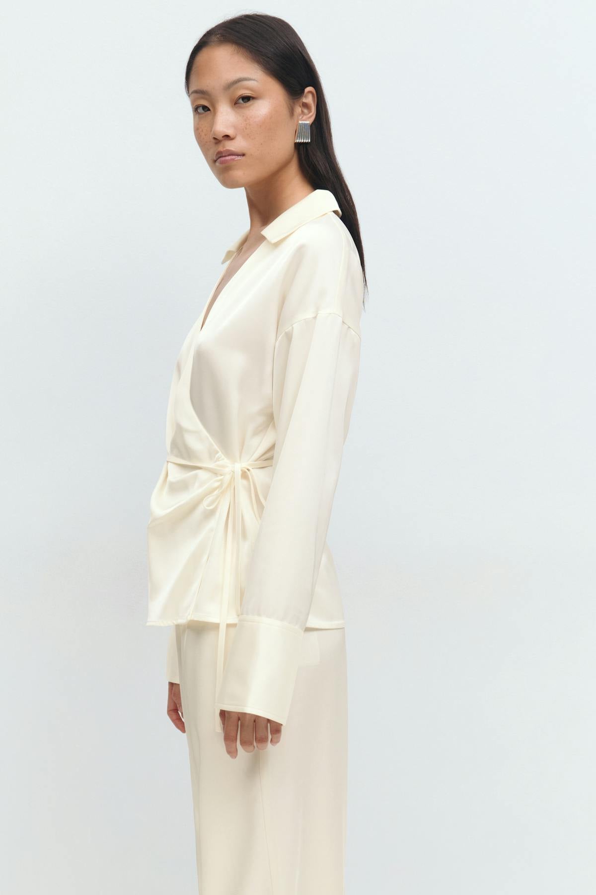 Tie front shirt - Marron foncé