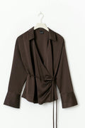 Tie front shirt - Marron foncé