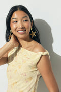 Mesh twisted top - Yellow flower
