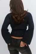Y shaped knitted sweater - Bleu marine