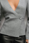 Shaped knitted cardigan - Grey melange