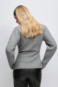 Shaped knitted cardigan - Grey melange