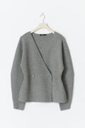 Shaped knitted cardigan - Grey melange