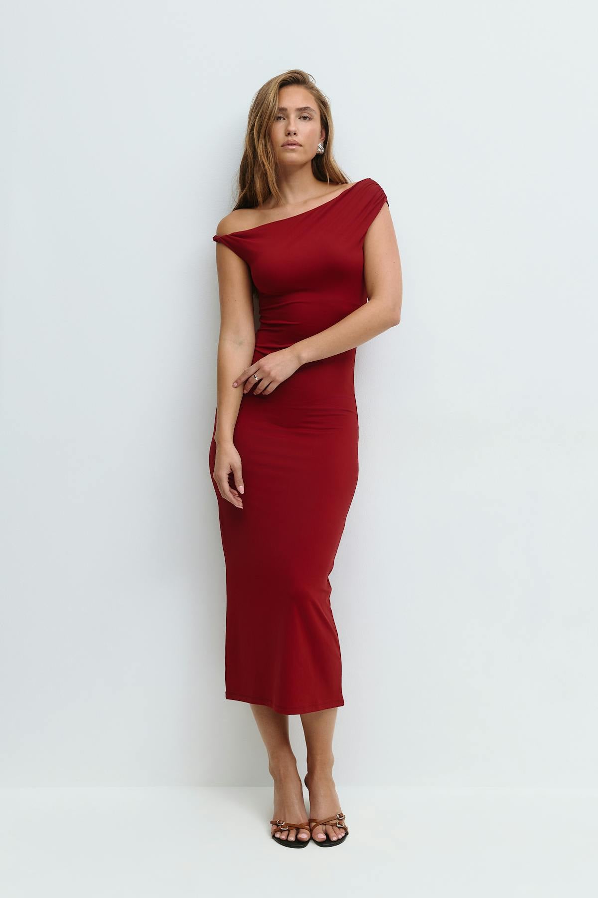Twist asymmetric dress - Marron foncé