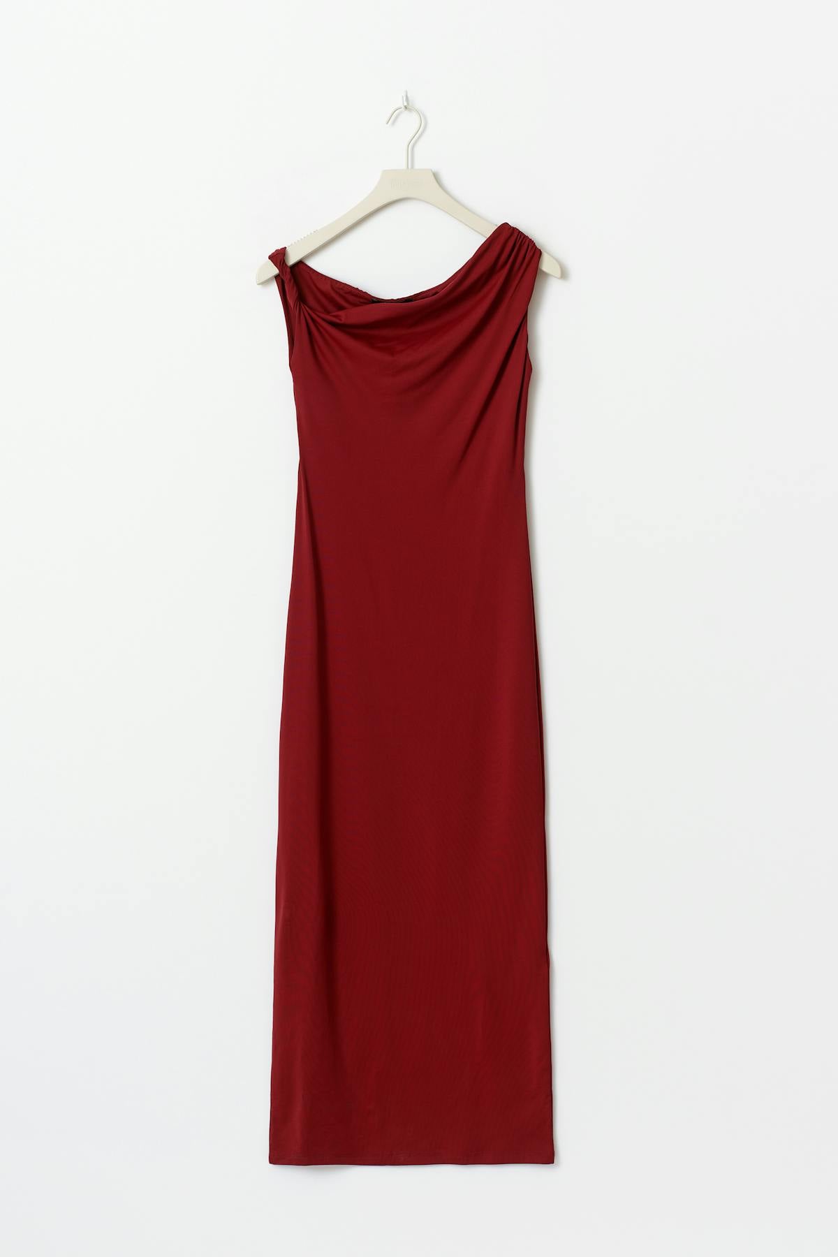 Twist asymmetric dress - Rhubarb
