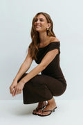 Twist asymmetric dress - Marron foncé