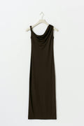 Twist asymmetric dress - Marron foncé