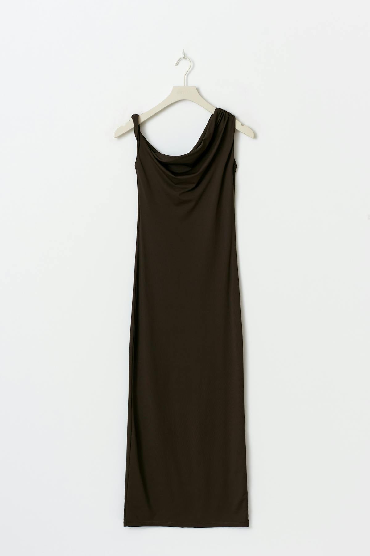 Twist asymmetric dress - Marron foncé
