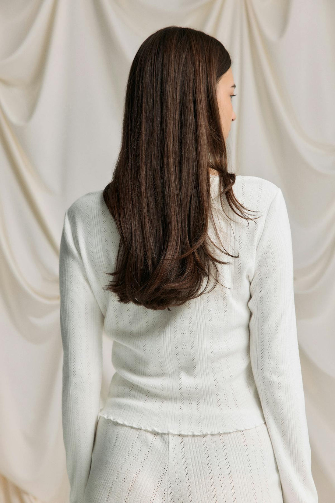 Pointelle loungewear cardigan - Creme