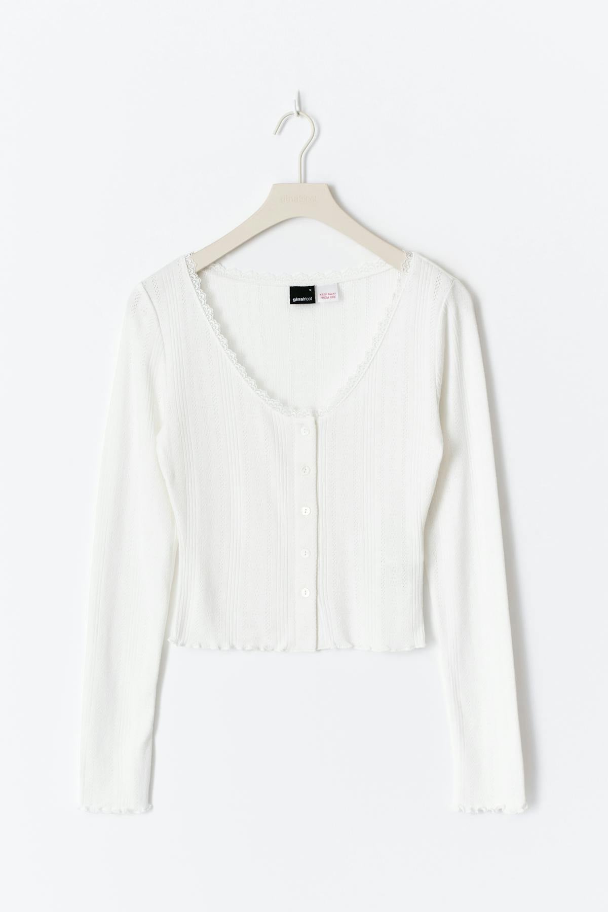 Pointelle loungewear cardigan - Creme