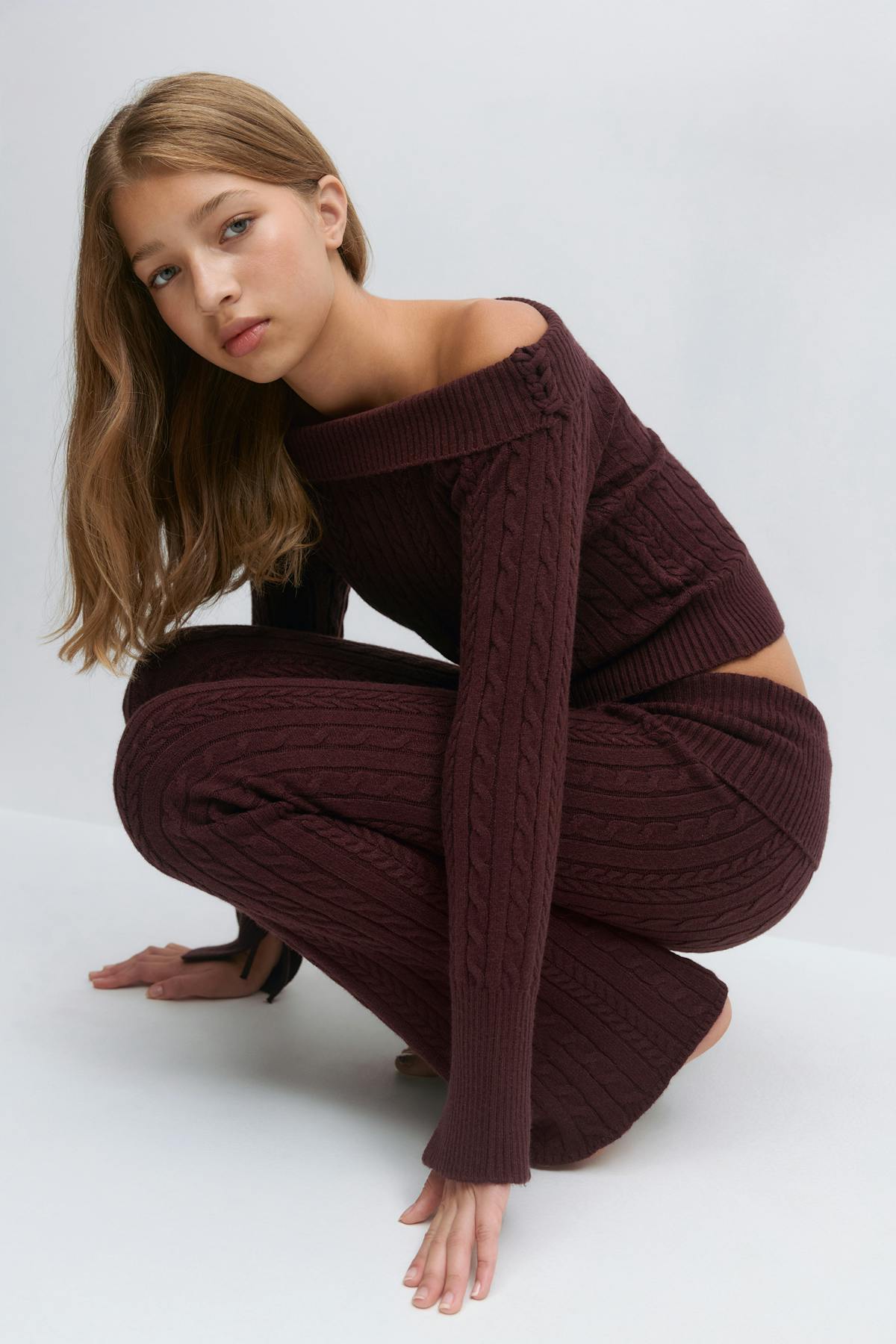 Y cable knitted pants tall - Navy blazer