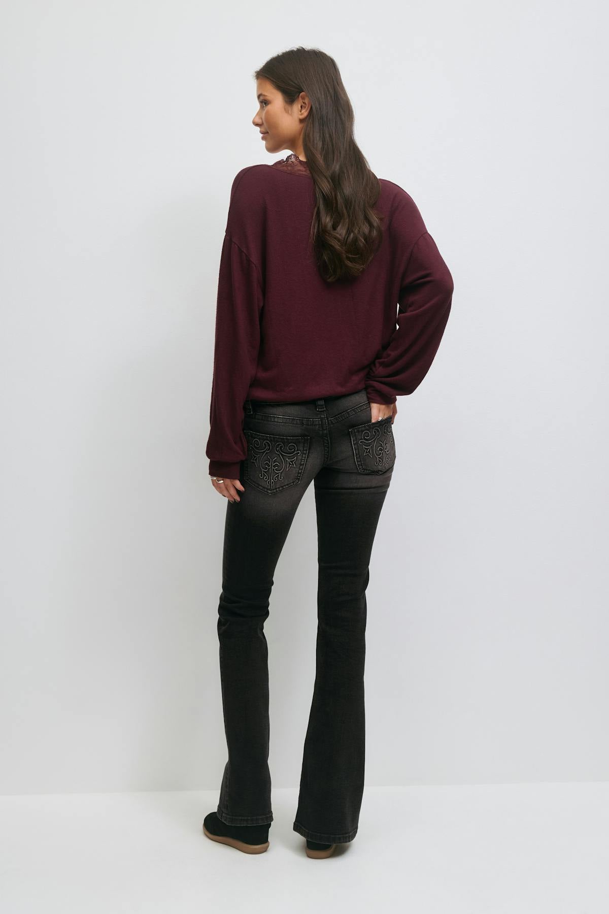 14+ hip hug flare jeans - Noir