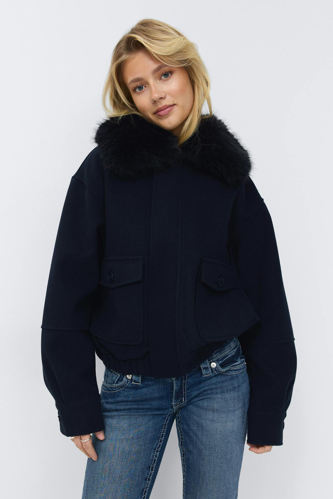 14+ shaped felt jacket - Navy blazer