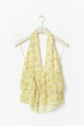 Printed lace halterneck top - Yellow ditsy