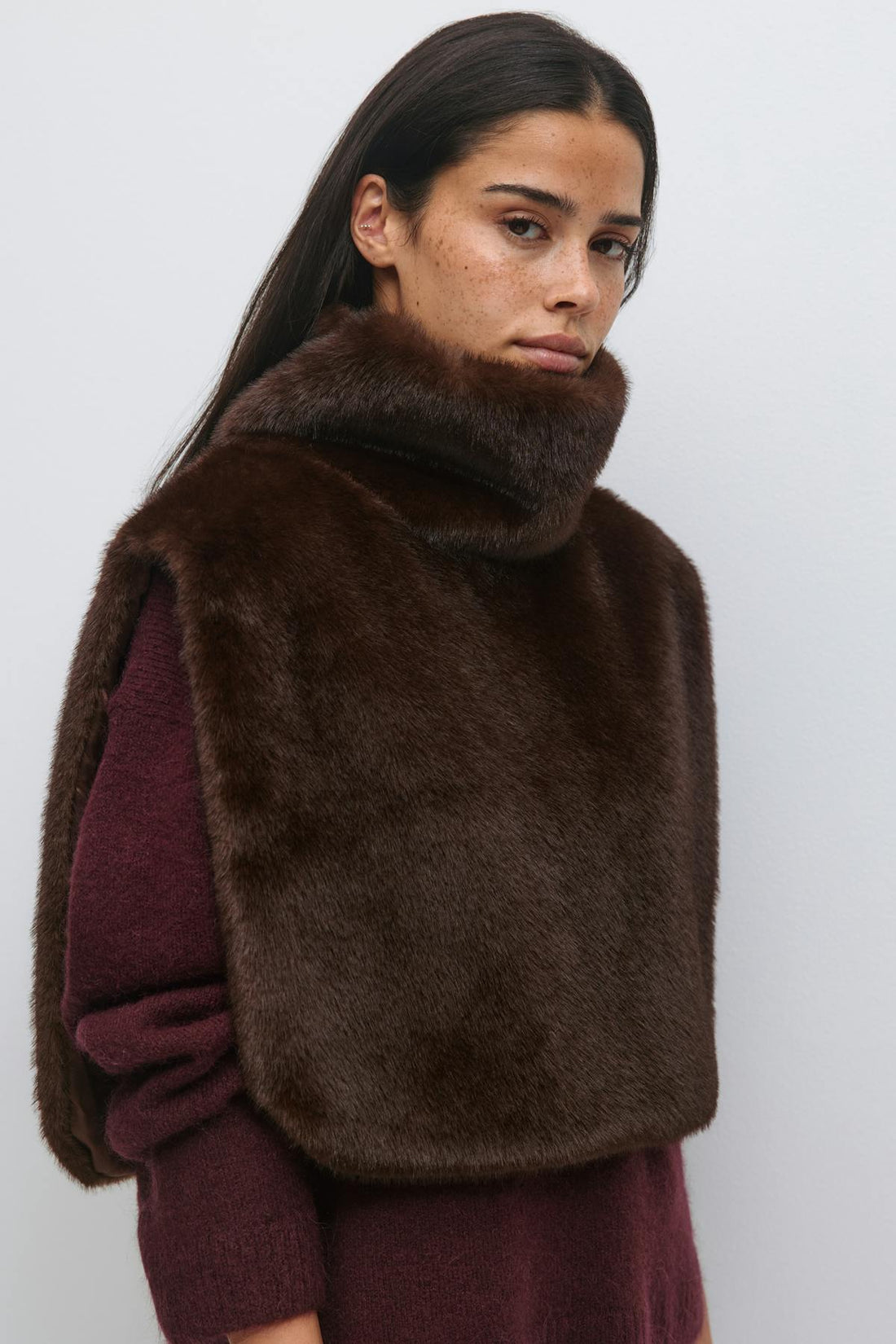 Faux fur collar - Marron