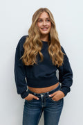 Y cropped sweater - Bleu marine