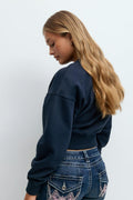 Y cropped sweater - Bleu marine