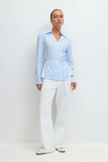 Wrap blouse - Blue/stripe