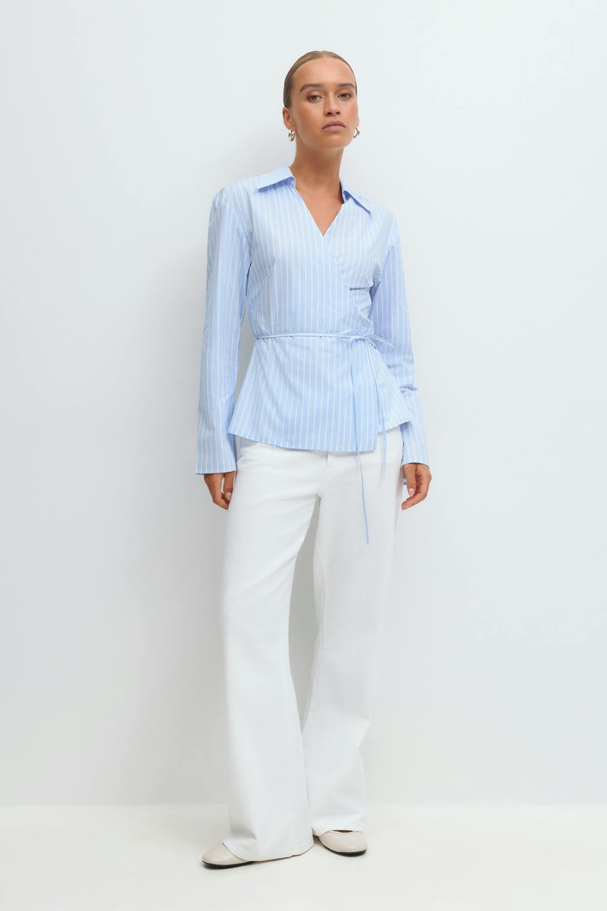 Wrap blouse - Blue/stripe