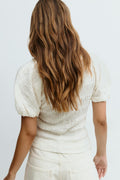 Textured puff sleeve top - Marshmallow