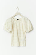 Textured puff sleeve top - Marshmallow