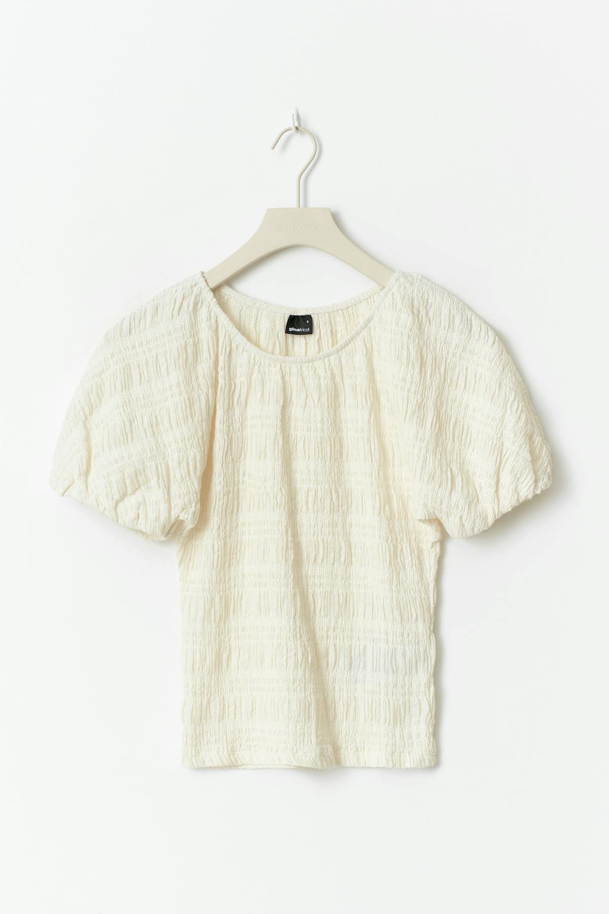 Textured puff sleeve top - Marshmallow