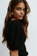 Textured puff sleeve top - Noir
